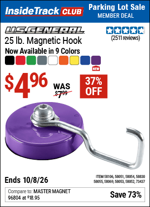 Harbor Freight Coupons, HF Coupons, 20% off - U.S. GENERAL 25 lb. Magnetic Hook for $4.99