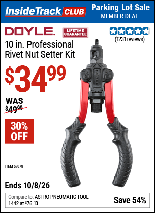 Harbor Freight Coupons, HF Coupons, 20% off - DOYLE 10 in. Professional Rivet Nut Setter Kit for $34.99