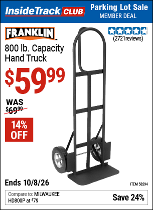 Harbor Freight Coupons, HF Coupons, 20% off - FRANKLIN 800 lb. Capacity Hand Truck 