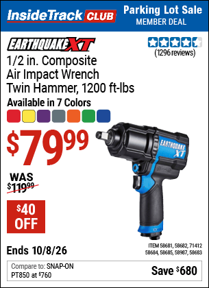 Harbor Freight Coupons, HF Coupons, 20% off - EARTHQUAKE 1/2 in. Composite Xtreme Torque Air Impact Wrench 