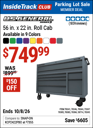 Harbor Freight Coupons, HF Coupons, 20% off - U.S. GENERAL 56 in. Roller Cabinet. Red for $749.99