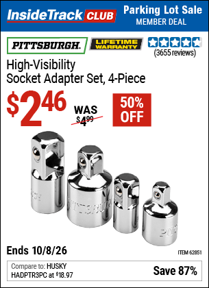 Harbor Freight Coupons, HF Coupons, 20% off - 4 Piece High Visibility Socket Adapter Set