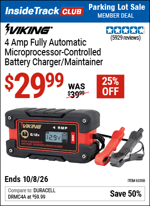 Harbor Freight Coupons, HF Coupons, 20% off - 4 Amp Fully Automatic Microprocessor Controlled Battery Charger/maintainer