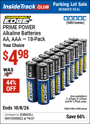 Harbor Freight Coupons, HF Coupons, 20% off - Thunderbolt Edge Alkaline Plus Batteries, Aa, Aaa - 18pk