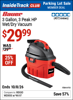 Harbor Freight Coupons, HF Coupons, 20% off - 3 Gallon Wet/dry Vacuum