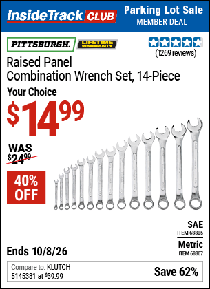 Harbor Freight Coupons, HF Coupons, 20% off - Raised Panel SAE Combination Wrench Set, 14 Pc.