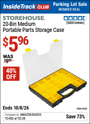 Harbor Freight Coupons, HF Coupons, 20% off - 20 Bin Portable Parts Storage Case