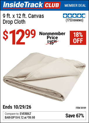 Harbor Freight Coupons, HF Coupons, 20% off - 9 Ft. X 12 Ft. Canvas Drop Cloth