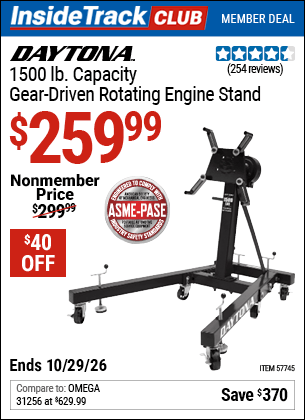 Harbor Freight Coupons, HF Coupons, 20% off - DAYTONA 1500 lb. Capacity Gear Driven Rotating Engine Stand for $259.99