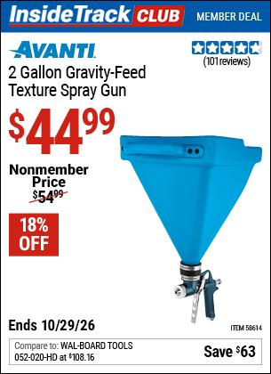 Harbor Freight Coupons, HF Coupons, 20% off - AVANTI Gravity Feed Pneumatic Texture Spray Gun for $39.99