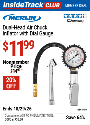 Harbor Freight Coupons, HF Coupons, 20% off - Dual Head Air Chuck Inflator with Dial Gauge