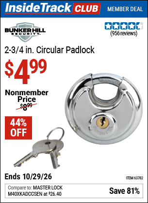 Harbor Freight Coupons, HF Coupons, 20% off - 2-3/4 in. Circular Padlock