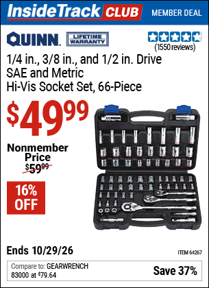 Harbor Freight Coupons, HF Coupons, 20% off - 66 Piece, 1/4