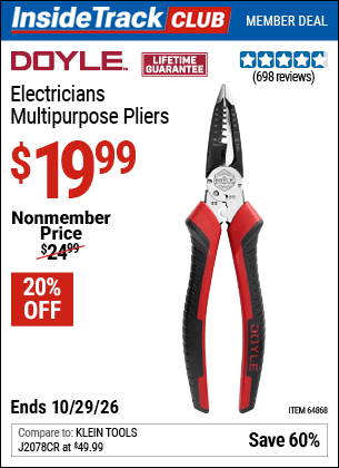 Harbor Freight Coupons, HF Coupons, 20% off - Electrician's Multi-Purpose Pliers
