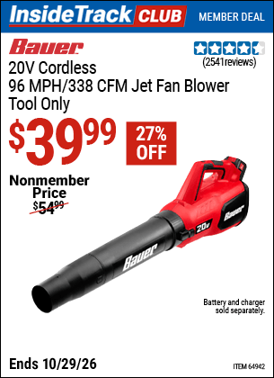 Harbor Freight Coupons, HF Coupons, 20% off - 20v Lithium Bauer Blower