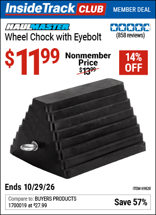 Harbor Freight Coupons, HF Coupons, 20% off - Rubber Wheel Chock With Eyebolt