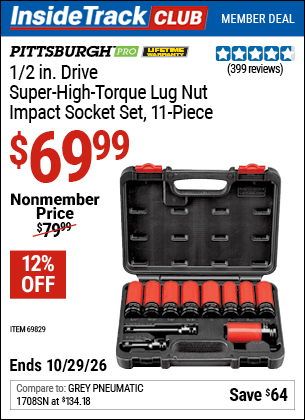 Harbor Freight Coupons, HF Coupons, 20% off - 11 Piece 1/2â€ Drive Super High Torque Lug Nut Impact Socket Set Pittsburgh Pro