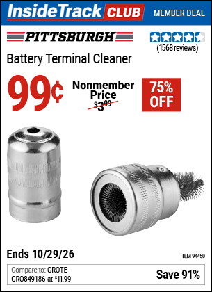 Harbor Freight Coupons, HF Coupons, 20% off - Battery Terminal Cleaner