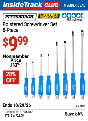 Harbor Freight Coupons, HF Coupons, 20% off - 8 Piece Bolstered Screwdriver Set
