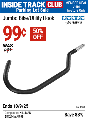 Harbor Freight Coupons, HF Coupons, 20% off - Jumbo Bike/utility Hook