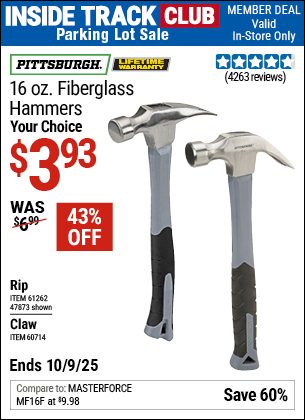 Harbor Freight Coupons, HF Coupons, 20% off - 16 Oz. Fiberglass Handle Hammers