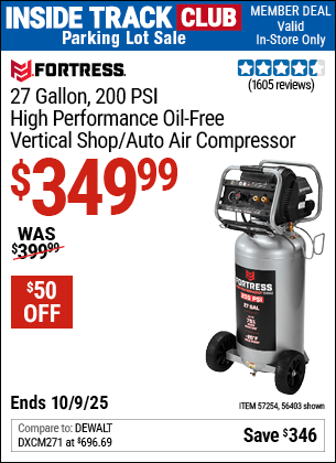 Harbor Freight Coupons, HF Coupons, 20% off - Fortress 27 Gallon Oil-free Professional Air Compressor
