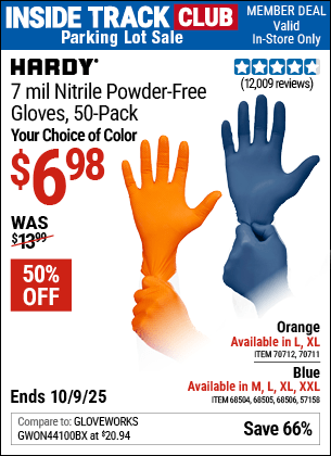 Harbor Freight Coupons, HF Coupons, 20% off - 7 mil Nitrile Powder-Free Gloves, 50 Pc. XX-Large