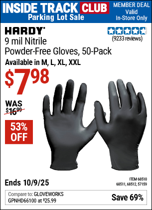 Harbor Freight Coupons, HF Coupons, 20% off - HARDY 9 mil Nitrile Powder-Free Gloves XX-Large 