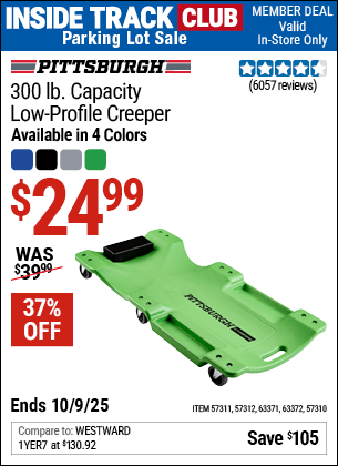 Harbor Freight Coupons, HF Coupons, 20% off - PITTSBURGH AUTOMOTIVE 300 lb. Capacity Low-Profile Creeper 