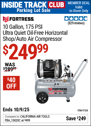 Harbor Freight Coupons, HF Coupons, 20% off - 10 Gallon 175 PSI Ultra Quiet Horizontal Shop/Auto Air Compressor