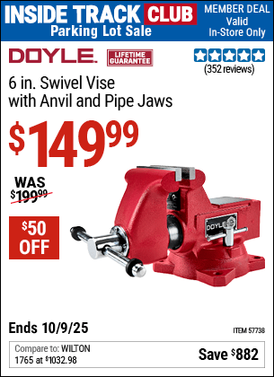 Harbor Freight Coupons, HF Coupons, 20% off - DOYLE 6 in. Swivel Vise with Anvil and Pipe Jaws for $199.99