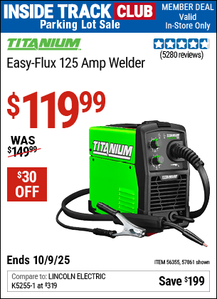 Harbor Freight Coupons, HF Coupons, 20% off - TITANIUM Easy-Flux 125 Amp Welder 