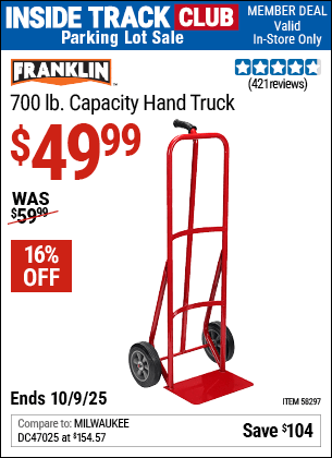 Harbor Freight Coupons, HF Coupons, 20% off - FRANKLIN 700 lb. Capacity Hand Truck for $49.99