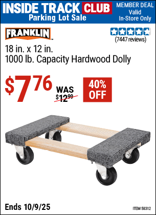 Harbor Freight Coupons, HF Coupons, 20% off - FRANKLIN 18 in. x 12 in. 1000 lb. Capacity Hardwood Dolly 