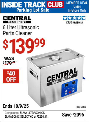 Harbor Freight Coupons, HF Coupons, 20% off - CENTRAL MACHINERY 6 Liter Ultrasonic Parts Cleaner 
