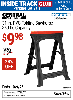 Harbor Freight Coupons, HF Coupons, 20% off - 350 Lb. Capacity Folding Sawhorse