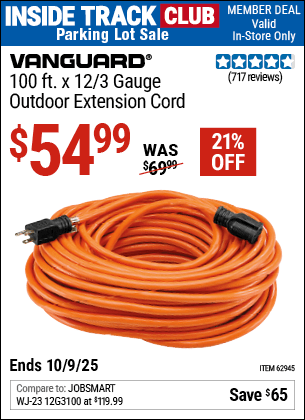 Harbor Freight Coupons, HF Coupons, 20% off - Vanguard 100 Ft. X 12 Gauge Indoor/outdoor Extension Cord