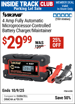 Harbor Freight Coupons, HF Coupons, 20% off - 4 Amp Fully Automatic Microprocessor Controlled Battery Charger/maintainer
