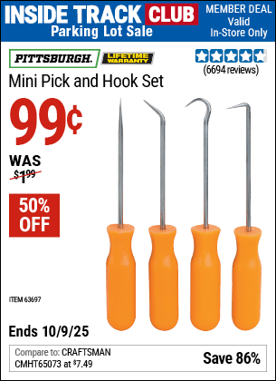 Harbor Freight Coupons, HF Coupons, 20% off - 4 Pc. Pick And Hook Set