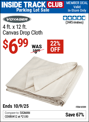 Harbor Freight Coupons, HF Coupons, 20% off - 4 Ft. X 12 Ft. Canvas Drop Cloth