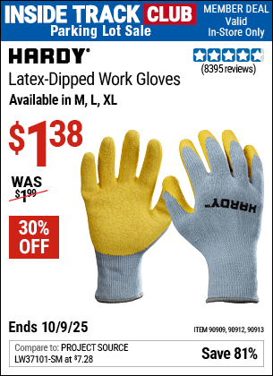 Harbor Freight Coupons, HF Coupons, 20% off - Hardy Latex Coated Work Gloves