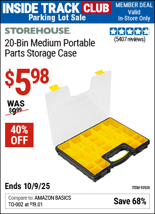 Harbor Freight Coupons, HF Coupons, 20% off - 20 Bin Portable Parts Storage Case
