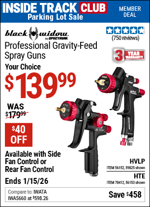 Harbor Freight Coupons, HF Coupons, 20% off - Black Widow 20 Oz. Professional Hvlp Base/clear Coat Air Spray Gun, 20 Oz. Professional Hte Compliant Top Coat Air Spray Gun