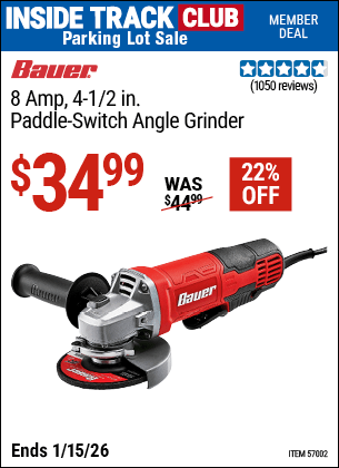 Harbor Freight Coupons, HF Coupons, 20% off - 8 Amp 4-1/2 in. Paddle Switch Angle Grinder