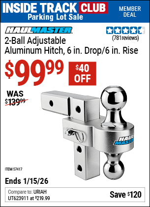Harbor Freight Coupons, HF Coupons, 20% off - HAUL-MASTER 2-Ball Adjustable Aluminum Hitch for $109.99