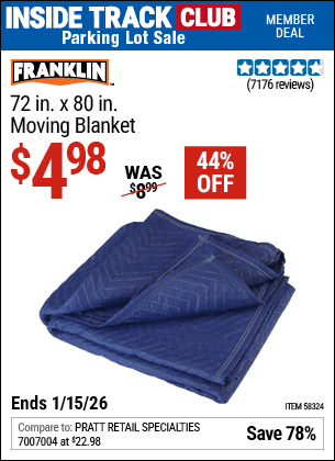 Harbor Freight Coupons, HF Coupons, 20% off - FRANKLIN 72 in. x 80 in. Moving Blanket 