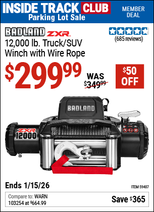 Harbor Freight Coupons, HF Coupons, 20% off - BADLAND ZXR 12 -000 lb. Truck/SUV Winch with Wire Rope 