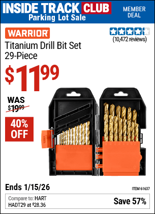 Harbor Freight Coupons, HF Coupons, 20% off - 29 Piece Titanium Drill Bit Set