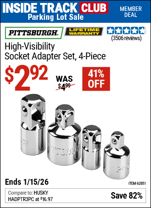 Harbor Freight Coupons, HF Coupons, 20% off - 4 Piece High Visibility Socket Adapter Set
