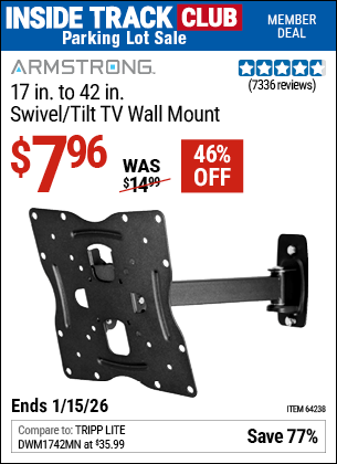 Harbor Freight Coupons, HF Coupons, 20% off - Swivel/tilt Tv Wall Mount
